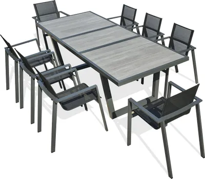 Image de Ensemble repas 8 places en aluminium et plateau céramique