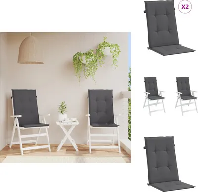 Immagine prodotto di vidaXL Cuscini per sedie da giardino con schienale alto 2 pz. Antracite 120x50x3 cm - Cuscino di seduta