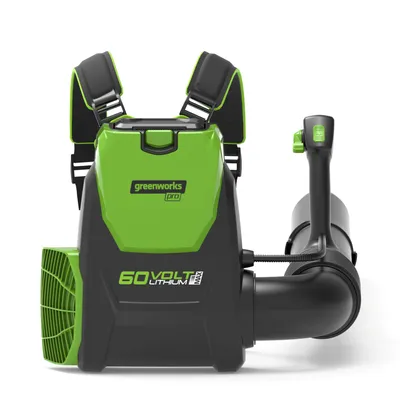 Produktbild von Greenworks GD60BPB, Rucksack-Gebläse, 225 km/h, 15,3 m³/h, Schwarz, Grün, Akku, 3,75 kg