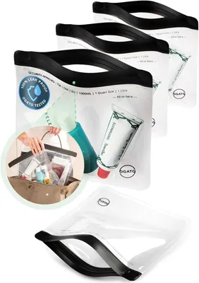 Produktbild von Toilettasche Set von 3, Transparent, 3-1-1 Regelkonform, für Flugzeug, Reise, Kosmetik