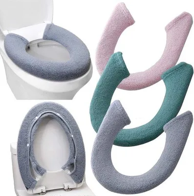 Image de Housse de siège de toilettes douce, lavable, pour la salle de bains, universelle