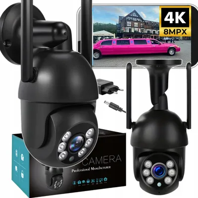 Produktbild von Wifi Externe Ip-Kamera 8Mpx Ultra Hd 4K Zoom, Mikrofon, Sd, Ip66, Schwarz