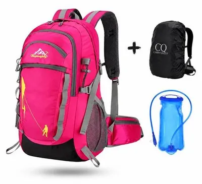 Productafbeelding van CarryQuest® - Rugzak 35 liter, nylon, drinkreservoir, regenhoes, roze