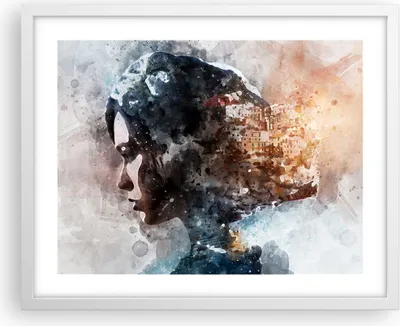 Produktbild von Gerahmtes Poster - Weißer Rahmen - Frau Abstraktion - 50x40 cm - Wand Bild - Wanddeko - Wandbilder - Kunstposter - Wandposter - Bilderrahmen - Bilder - Kunstdruck - Wandbild - P2WAA50x40-3956