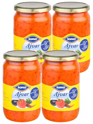 Produktbild von Sofko Ajvar Paprika und Aubergine Gemüsezubereitung 680g 4er Pack