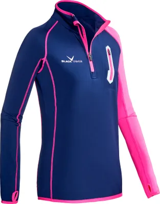 Produktbild von BLACK CREVICE - Damen Microfleece Funktionsshirt I Midlayer I Second Layer | Farbe: Blau/Pink | Gr: 40