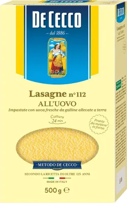 Produktbild von 10x Pasta De Cecco 100% Italienisch Lasagne all'uovo n. 112 Nudeln mit ei 500g