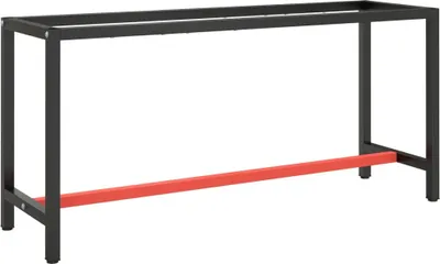 Produktbild von The Living Store Werkbankgestell Mattschwarz und Mattrot 170x50x79 cm Metall