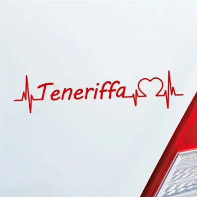 Produktbild von Auto Aufkleber Teneriffa Puls Herzschlag mit Insel Motiv 19x5 cm Rot Sticker Heckscheibenaufkleber