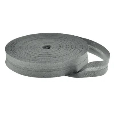 25m Schrägband Baumwolle Breite 20mm gefalzt, grau