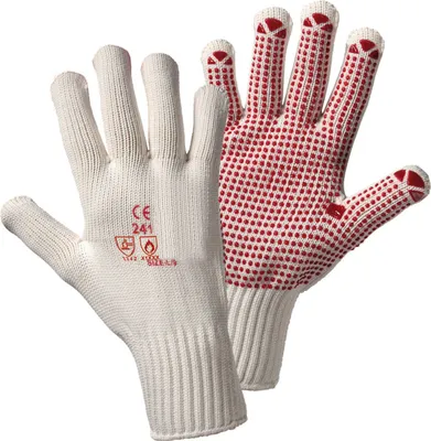 Produktbild von Puncto Polyamid-Strickhandschuh, griffsicher durch PVC-Punktbeschichtung, waschbar, 12 Paar Gr. 9/10