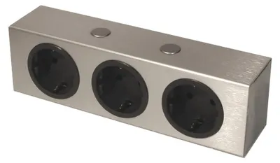 Produktbild von THEBO 175096 Steckdosenelement ST 3090 ST/3 in EDELSTAHL mit 3 Steckplätzen / Mehrfachsteckdose