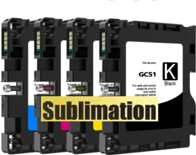 Image de 4 cartouches compatibles avec Ricoh GC-51 black, cyan magenta, yellow avec d'encre de sublimation pour Ricoh SG 3210 DNW