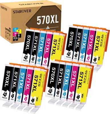 A product shot of multiple ink cartridges and their packaging.