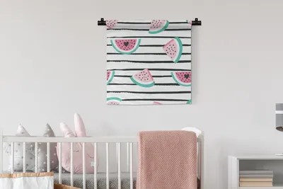 Produktbild von MuchoWow® Wandteppich Wandbehang Sommer - Wassermelone - Herzen 60x60 cm Tapisserie Dekoration Wandtuch - Dekorationen - Wand Decke