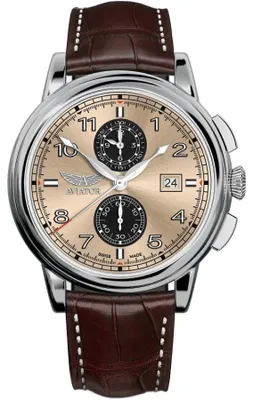 Immagine prodotto di Orologio da uomo Aviator, color marrone – Modello Aviator-V.2.45.0.409.4