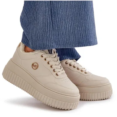 Zdjęcie produktu dla Sneakersy Buty Sportowe Damskie Ocieplane Na Masywnej Podeszwie Beżowe Ardiela 41