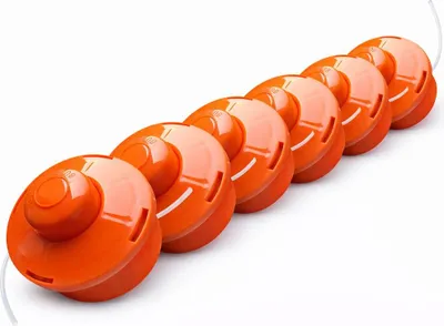 Produktbild von NEMAXX® FS1 Tap & Go Fadenkopf Tippautomatik Doppelfaden 6er-Set – Motorsense/Freischneider – M10x1,25 Linksgewinde, Schnittkreis 380 mm – Orange