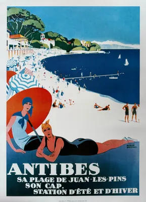 Obrázok produktu pre Antibes Plage – Roger BRODERS – plagát 50 x 70 cm