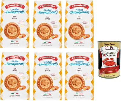 Produktbild von Campiello il Frollino del Buongiorno con Uova, Keks -Shortbread mit Eiern, cookies with eggs, 6x 350 g + Italian Gourmet polpa 400g