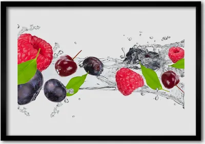 Produktbild von Bild - Bilderrahmen - 100 cm x 70 cm - MDF - Rahmen - Foto - Wandkunst Obst und Wasser