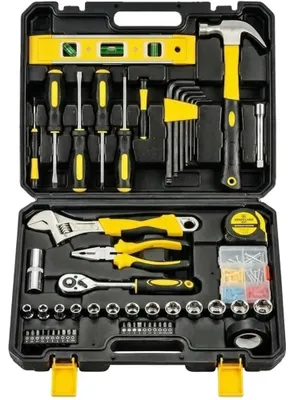 Image de Jeu d'outils, 108 pièces, sac de rangement portable, noir et jaune, 108 pièces