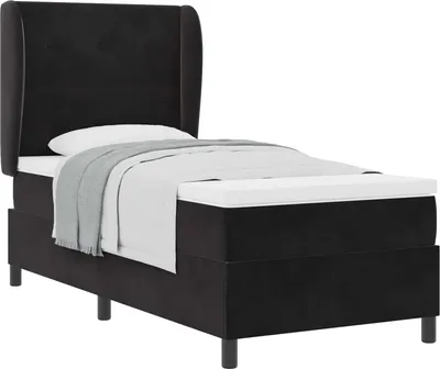 Zdjęcie produktu dla Łóżko sprężynowe z materacem Czarny 200 x 100 cm Aksamit