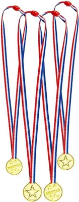Produktbild von Famanu Medaillen Set 4 Stück Goldfarben mit Rot-Weiß-Blauem Band