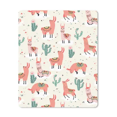 Produktbild von MuchoWow® Mauspad Mousepad Lama - Muster - Kaktus 19x23 cm - Mousepads - Maus Mat - Pad - Mausunterlage - Mauspads - Spielen