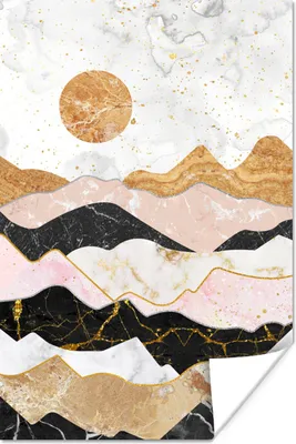Produktbild von MuchoWow® Poster Marmor - Gold - Berge 20x30 cm - Papierdruck
