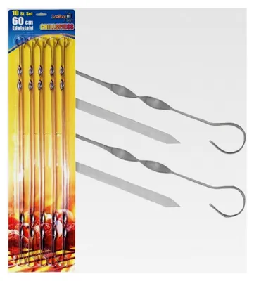 Produktbild von Schaschlikspieße, 10 Stück, 60 cm, Edelstahl, 1,5 mm dick