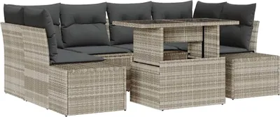 Produktbild von vidaXL Sofa Set 7 Stk. Hellgrau Poly-Rattan