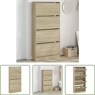 Obrázek produktu pro The Living Store Botník se 4 chlopněmi dub Sonoma 80x21x163,5 cm