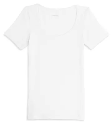 Zdjęcie produktu dla T shirt bawełniany damski biały dekolt krótki rękaw rozmiar