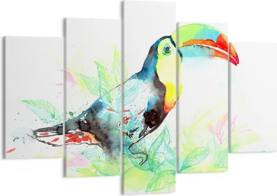 Produktbild von Bild auf Leinwand - Leinwandbild - Vogel Toucan Neugier wild - 150x100cm - Wand Bild - Wanddeko - Leinwanddruck - Bilder - Kunstdruck - Wanddekoration - Leinwand bilder - Wandkunst - EA150x100-2991