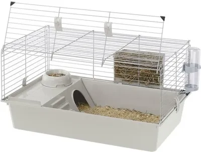 Immagine prodotto di Gabbia per porcellini d'India con accessori, 77 x 48 x 42 cm, incl. casetta, ciotola per il cibo, rastrelliera per il fieno e bottiglia per l'acqua, Ferplast