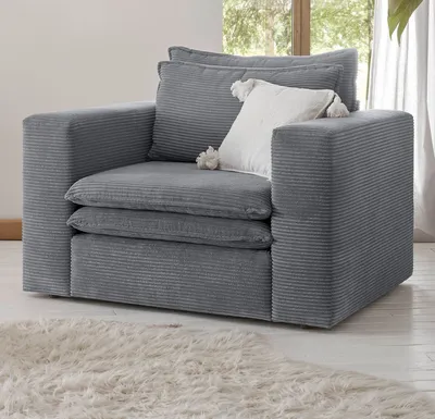 Produktbild von Sessel "Pesaro" in grau Cord Loungesessel 110 cm
