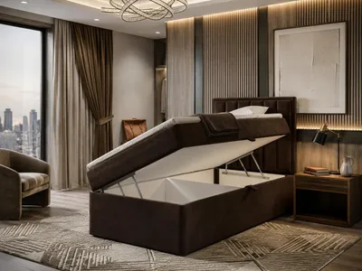Produktbild von NORDELO Boxspringbett MORFEO 90x200 cm AMOR Velvet Braun Komplett-Set gepolstertes Einzelbett mit Stauraum, Matratze und 4 cm Visco-Topper, Bonellfederkernmatratze, T30-Schaum