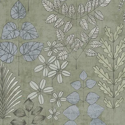Produktbild von Profhome 791491-GU Landhaus Tapete Floral matt grün hell-blau hell-grau 5,33 m2