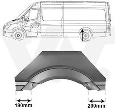 Produktbild von VAN WEZEL Seitenwand Reparaturblech passend für MERCEDES-BENZ SPRINTER 3,5-t Kasten (906) SPRINTER 3-t Kasten (906) SPRINTER 3,5-t Bus (906) für VW