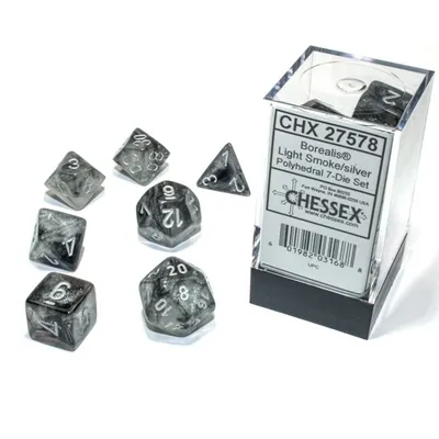 Produktbild von Chessex Borealis Polyhedral Hellgrau Silber Luminary Würfel Set 7 Stück
