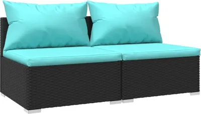 Immagine prodotto di vidaXL set salotto da giardino 2 pezzi con cuscini in polirattan nero