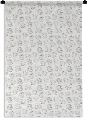 Produktbild von MuchoWow® Wandteppich Wandbehang Elefant - Schnittmuster - Baby 120x180 cm Tapisserie Dekoration Wandtuch - Schlafzimmer - Dekorationen für das Haus
