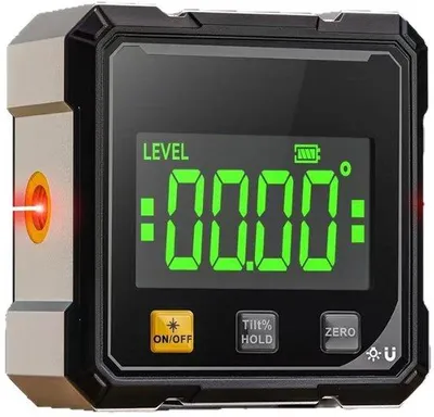 Produktbild von Digitale hoekmeter mit Laser und LCD-Display, Vierzellig, wasserdicht, für Zimmerleute und Maler.