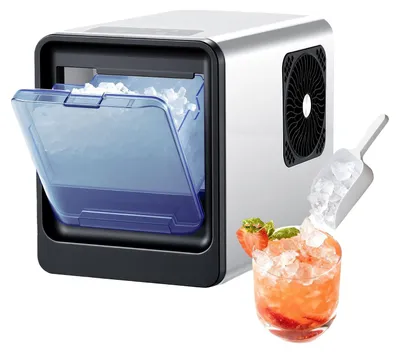 Image de Machine à glaçons de table VEVOR 15 kg par jour, machine à glaçons autonettoyante et portable avec pelle et bac à glaçons, machine à glaçons pour glace pilée pour la maison, la cuisine, le bureau, le bar, les fêtes