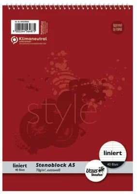 Produktbild von Staufen® style 040539000 Stenoblock - A5, 40 Blatt, 70g/qm, liniert