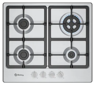Produktbild von Balay 3ETX565CB, Edelstahl, Integriert, 60 cm, Gaskochfeld, Edelstahl, 4 Zone(n)