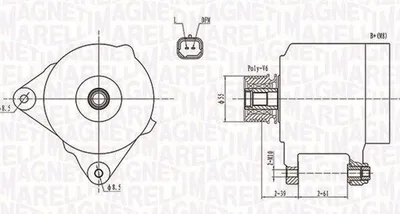 Produktbild von MAGNETI MARELLI 063731762010 Lichtmaschine Generator LiMa 110A 12V für RENAULT Clio III Schrägheck (BR0/1, CR0/1) TWINGO II (CN0) CLIO II für DACIA