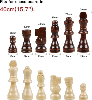 Immagine prodotto di set di pezzi per scacchi in legno da 32 pezzi - pezzi di ricambio ideali per il vostro gioco degli scacchi, perfetti per partite emozionanti e giochi strategici