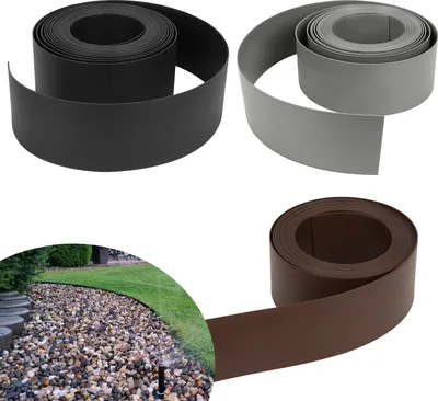 Produktbild von SWANEW Rasenkante Kies Beeteinfassung Mähkante Beetumrandung Rasenband  Oberkante Gartenwegen Gartenumrandung Rasenbegrenzung Braun 1000x10cm